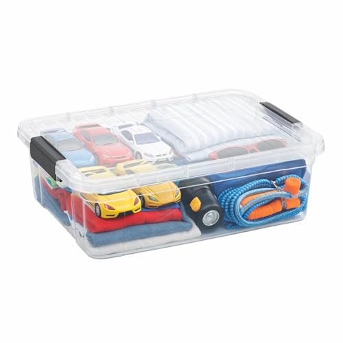 Superio Clear Storage Box with Lid, 13.7 Quart Plastic Container Bins for Organizing, Stackable Crates, BPA Free, Non Toxic, Odor Free, Organizers for Home, Office, School, and Dorm