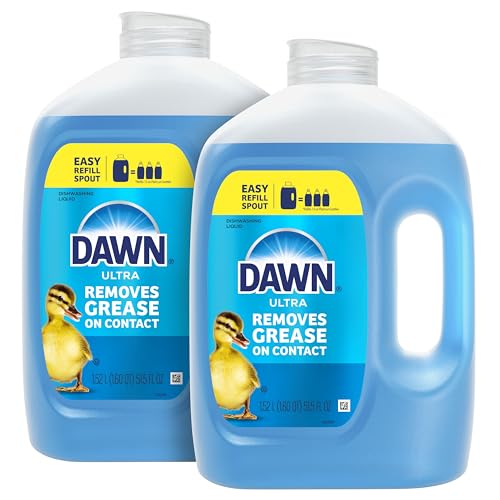Dawn Ultra Original Dish Soap Refill Jug Large Size Original Blue Liquid Dishwashing Detergent, Powerful Dawn Dish Soap for Grease, 51.5oz (Pack of 2)