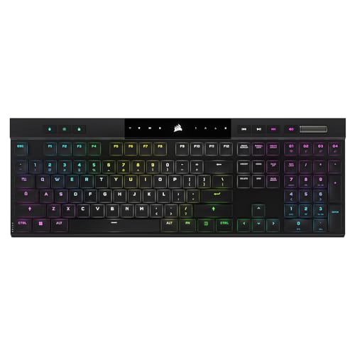 Corsair K100 AIR Wireless RGB Mechanical Gaming Keyboard - Ultra-Thin, Sub-1ms Slipstream, Low-Latency Bluetooth, Cherry MX Ultra Low Profile Keyswitches - NA Layout, QWERTY - Black
