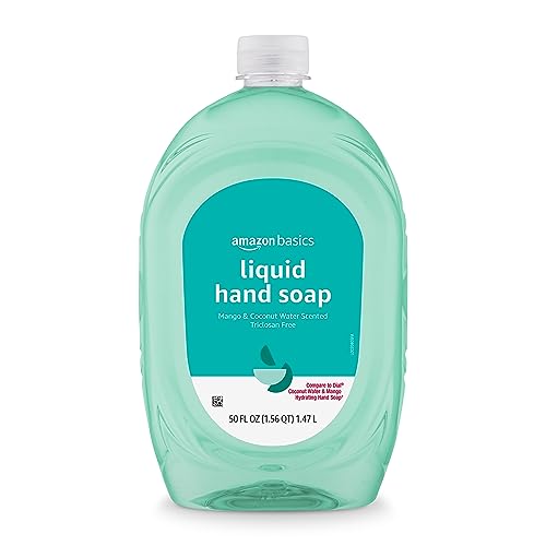 Amazon Basics Liquid Hand Soap Refill, Mango and Coconut Water Scent, Triclosan-Free, Dermatologist Tested, pH Balanced, Paraben-Free, 50 Fl Oz (Pack of 1) (Previously Solimo)