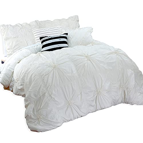 Elegant Comfort Amy 12-Piece Oversized Comforter, Bed-in-a-Bag Including 6-Piece Sheet Set Featuring Smart Pockets and Matching Decorative Pillows, Amy 12PC Oversized Comforter, King, Ivory