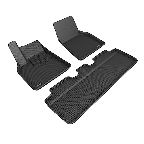 3D MAXpider Custom Fit Kagu Floor Mat (Black) Compatible with Tesla Model Y 5-Seat 2021-2025 - Full Set