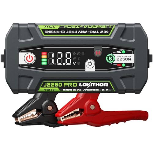 LOKITHOR J2250 PRO Jump Starter with ConnectMax, 2250A LiFePO4 Car Starter Battery for 8.0L Gas and 6.0L Diesel Engines, Jump Pack with 60W Two-Way Fast Charging, Super-Safe and 2000 Cycle Life