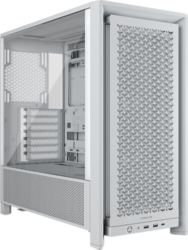 CORSAIR 4000D RS Frame Modular High Airflow Mid-Tower PC Case – 3X CORSAIR RS Fans – InfiniRail™ Fan Mounting System – Fits Multiple 360mm Radiators – Reverse Connector Motherboard Compatible – White