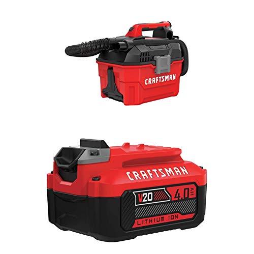 CRAFTSMAN V20 Cordless Shop Vac, 2 Gallon, Wet/Dry with Lithium Ion Battery, 4.0-Amp Hour, Charger Sold Separately (CMCV002B & CMCB204)
