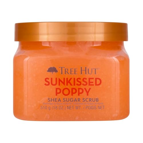 Tree Hut Sunkissed Poppy Shea Sugar Scrub, Exfoliating, Hydrating & Moisturizing Body Scrub with Shea Butter & Nourishing Essential Oils, Smooth & Soften Skin, 18 oz