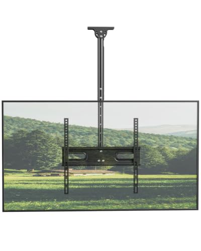 Ceiling TV Mount for 26-65 inch TVs, Heavy Duty Full Motion Hanging TV Bracket with Height Adjustment, Tilt & 360° Swivel, Holds up to 99 lbs, Max VESA 400x400mm, for Flat/Sloped Ceilings, Black