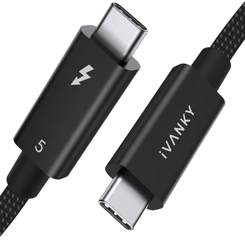IVANKY | Intel Certified | Thunderbolt 5 Cable 3.3ft, up to 120Gbps and 240W, Premium Braided Thunderbolt Cable 80Gbps, Compatible with Thunderbolt 4/3, USB4, MacBook M5 Pro, iPhone 17/16/15-3.3FT