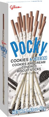 Glico Pocky Cookies And Cream Covered Biscuit Sticks, Artificially Flavored, 1.41 Ounces (Pack Of 20)