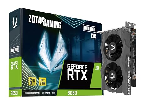 ZOTAC Gaming GeForce RTX 3050 6GB GDDR6 Twin Edge OC 96-bit 14 Gbps PCIE 4.0 Super Compact Gaming Graphics Card, ZT-A30510H-10L
