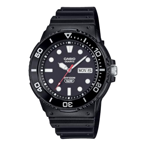 Casio MRW-230H Series | Black | Rotating Bezel | 100M Water Resistant | Day-Date Indicator | Analog Watch