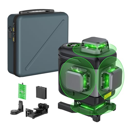 Fanttik D16 APEX Professional Laser Level 4 x 360°, 16 Lines Self-Leveling Cross Line Laser with LED Screen for Construction, 5200 mAh Battery Rechargeable, Magnetic Support and Shoulder Bag