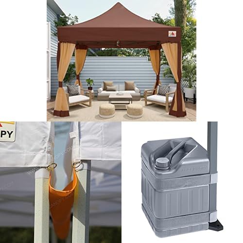 ABCCANOPY 10x10 Pop Up Canopy Tent with Gutter and Water Weights Set of 4