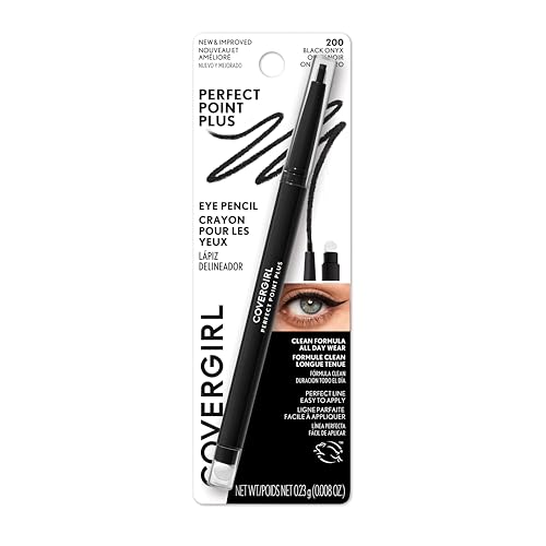 COVERGIRL Perfect Point Plus Eyeliner Pencil, Black Onyx Pack of 1, Long-Lasting, Versatile Black Eyeliner, Soft Smudging Tip, No Sharpening Needed