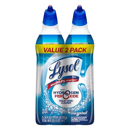 Lysol Toilet Bowl Cleaner Gel, For Cleaning and Disinfecting, Bleach Free, Ocean Fresh Scent, 24oz (Pack of 2)