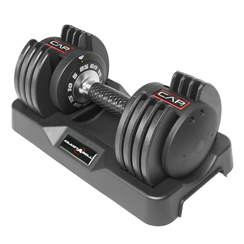 CAP Barbell 25 lb Single Adjustable Dumbbell with Contoured Full Rotation Handle, Honeycomb Chrome and Black Handle (SDBAIS-025G6)