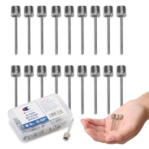Champion Replacement Ball Pump Needles (Pack of 18), Metal Inflation Needles for Sports Balls with Compact Case, Compatible with Most Pumps for Basketball, Soccer, Football, Volleyball & Yoga Balls