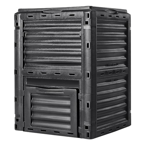 VEVOR Garden Compost Bin 80 Gallon, BPA Free Composter, Large Capacity Outdoor Composting Bin with Top Lid and Bottom Door, Easy Assembling, Lightweight, Fast Creation of Fertile Soil