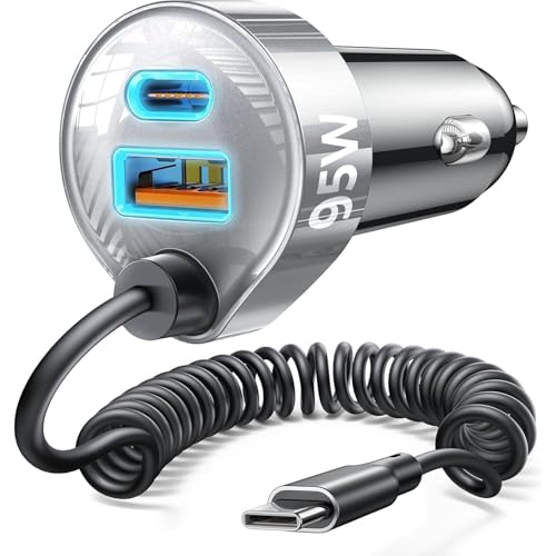 LISEN 65W for iPhone 17 Pro Max Car Charger USB C Fast Charging,Super Fast iPhone 16/17 Pro Car Charger Type C Adapter Fit iPhone 17 Air ProMax Plus/16/15, Samsung Galaxy S25/24,Sliver, 36 inch