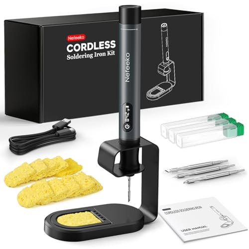 Nefeeko Cordless Soldering Iron Kit, Rechargeable Soldering Iron with Stand, 7s Fast Heating, Auto Sleep/Off, C210 Soldering Iron Tips, Portable Soldering Pen Soldering Gun Kit for Electronics Repair