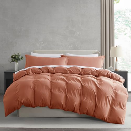 Nestl Twin Duvet Cover Set - Soft Double Brushed Rust Duvet Cover Twin/Twin XL, 2 Piece, with Zipper Closure, 1 Duvet Cover 68x90 inches and 1 Pillow Sham