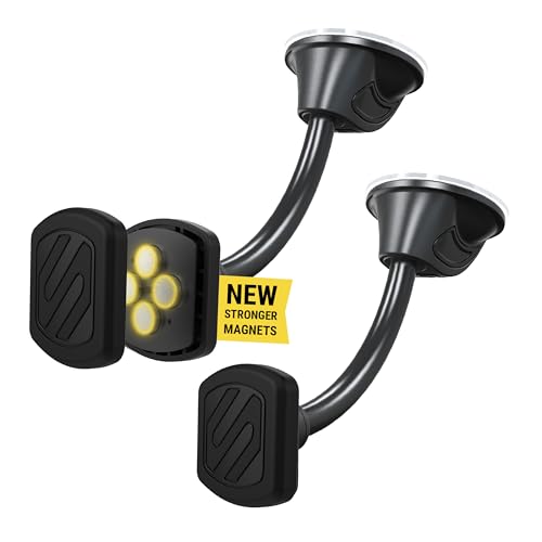 Scosche MXWDL Magnetic Cell Phone Holders for Your Car Dash/Windshield, Suction Cup Phone Holder Car Mount with Extra Strong Magnet, Thick Metal Plate Compatible with iPhone, Samsung and More, 2 Pack