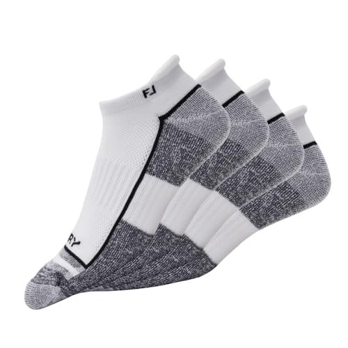 FootJoy Men's ProDry Roll Tab 2-Pack Socks, White XL, Fits-Shoe Size 12-15