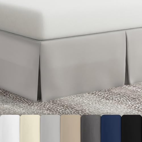 Bed Maker’s Never Lift Your Mattress Bed Skirt, Designed for Box Spring Beds, Split Corners, 14 Inch Drop Length, Queen, Silver