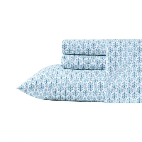 Tommy Bahama - King Sheet Set, Super Soft Cotton Percale Bedding with Matching Shams, Tropical Bedding Set, Oeko-Tex Certified (Coastal Batik Blue, King)