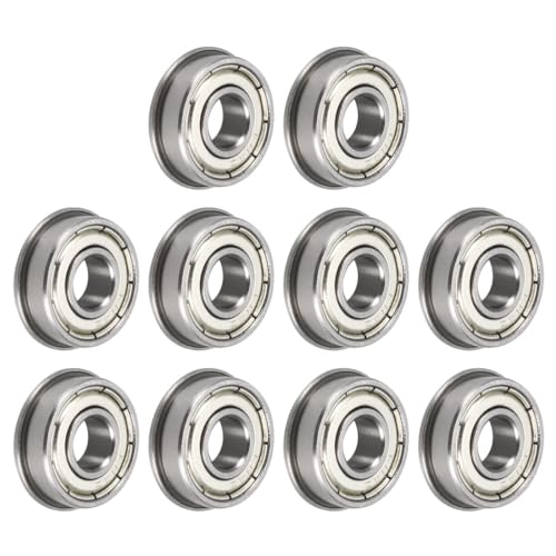 uxcell FR4ZZ Flanged Ball Bearing 1/4"x5/8"x0.196" Double Metal Shielded (GCr15) Chrome Steel Flange Rip Bearings 10pcs