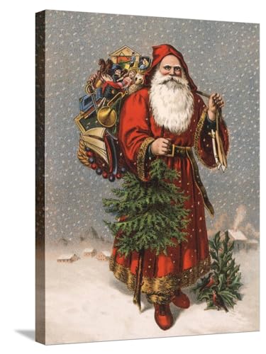 ART.COM Stretched Canvas Print Saint Nicholas (The Original Santa) - an Early 1900S Vintage Illustration. by Victorian Traditions, 18" x 24"