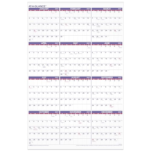AT-A-GLANCE 2027 Wall Calendar, Monthly, 24" x 36", Full Year View (PM122827)