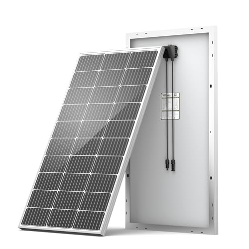 HQST 100W 12V Monocrystalline Solar Panel with Solar Connectors, High Efficiency Module PV Power for Battery Charging Boat, Caravan, RV and Any Other Off Grid Applications