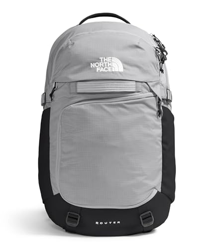 The North Face Router Everyday Laptop Backpack - Daypack, Water Repellent, Laptop Sleeve, Reflective Details, Meld Grey/TNF Black-NPF, One Size
