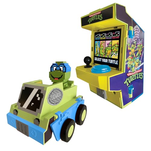 Teenage Mutant Ninja Turtles Arcade Cruisers Leonardo Edition, 2-in-1 Arcade Cabinet to Transforming Vehicle with Lights & Sounds and Dual-Screen Lenticular Display