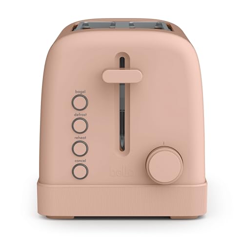 bella 2 Slice Toaster, 6 Setting Shade Control w Reheat, Cancel, Bagel & Defrost Buttons, Removable Crumb Tray, Anti Jam & Auto Shutoff, Auto Centering Guides & Cord Wrap, 900 Watt, Blossom