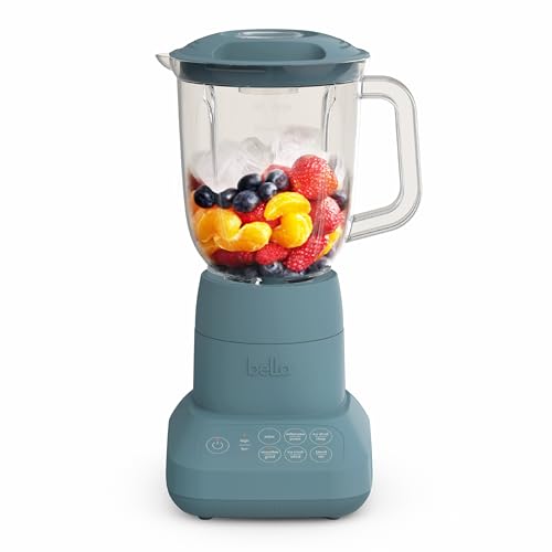 bella 10 Speed Countertop Blender, Juicer & Smoothie Maker, Fits-anywhere™ Kitchenware, Slim Flip & Store Design, Dishwasher Safe 48oz Capacity Pitcher & Lid, Stainless Steel Blade, 450 Watt, Surf
