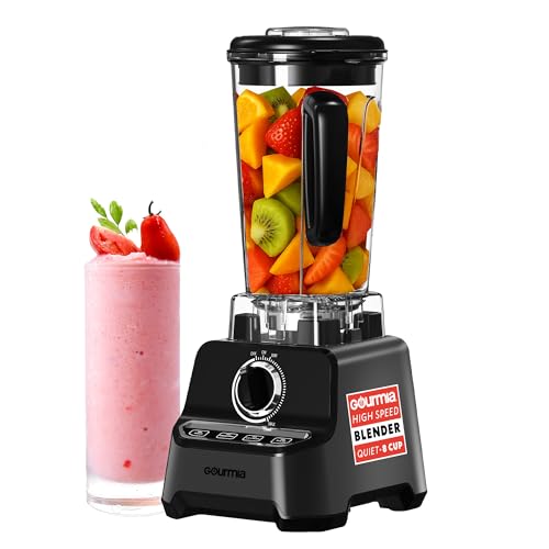 Gourmia Countertop Commercial Blender – 2L BPA-Free Pitcher, 4 Presets, 1500W High-Speed Motor, 45,000 RPM, Variable Speed Dial, Built-In Tamper, Dishwasher-Safe Parts, Black