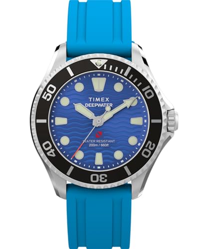 Timex Unisex Deepwater Meridian 200 38mm Watch - Blue Two- Piece Quick Release Blue Dial Stainless Steel Case