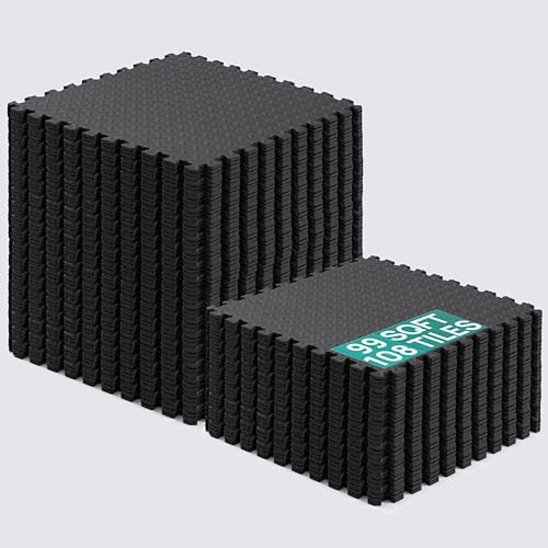 Yes4All EVA Interlocking Mats, Puzzle Floor Tiles, Foam Floor Padding with Border for Furniture, Home Space, Living Room, Garage 11,15,32,99 SQFT
