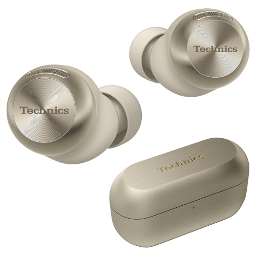 Technics Reference Class Hi-Fi Wireless Earbuds,Dolby Atmos with Head Tracking,Adaptive Noise Cancelling,3 Device Multipoint, 10-hr Battery,Wireless Charging,Improved Fit -EAH-AZ100-N (Champagne)