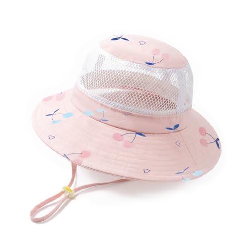 Kids Summer UPF50+ Sun Hat with Breathable Mesh, Adjustable Outdoor Beach Bucket Hat for Boys Girls Age 4-12