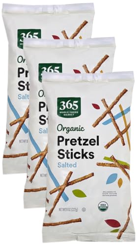 365 by Whole Foods Market, Organic Mini Pretzel Sticks, 8 Ounce (Pack of 3)