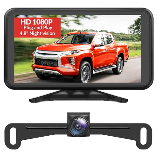 AUTO-VOX Backup Camera for Car Easy Setup Plug-Play: 4.8" 1080P No-Delay Clear Night Vision Rear View Camera, IP69K Waterproof 3X Zoom Back Up Camera Systems for Truck SUV Pickup Van