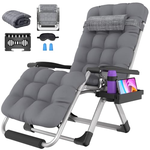 Suteck Oversized Zero Gravity Chair, 29In XL Outdoor Recliner Chair w/Removable Cushion&Headrest, Camping Lounge Chair w/Upgraded Lock&Footrest, Reclining Patio Chairs for Indoor Outdoor,500LBS