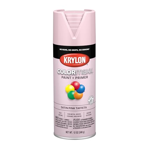 Krylon K05556007 COLORmaxx Spray Paint and Primer for Indoor/Outdoor Use, Satin Ballet Slipper Pink