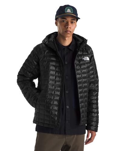 The North Face Men's ThermoBall Hooded Jacket - Wind & Water Resistant, Lightweight Insulation, Secure Zip Pockets, TNF Black, Medium