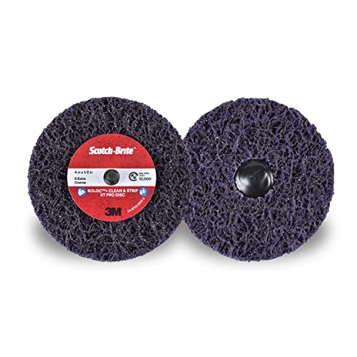 3M Scotch-Brite Clean and Strip XT Pro Disc, 4 in x 1/2 in, Roloc+, Metal, Rust and Paint Stripping Disc, Extra Coarse, Pack of 10