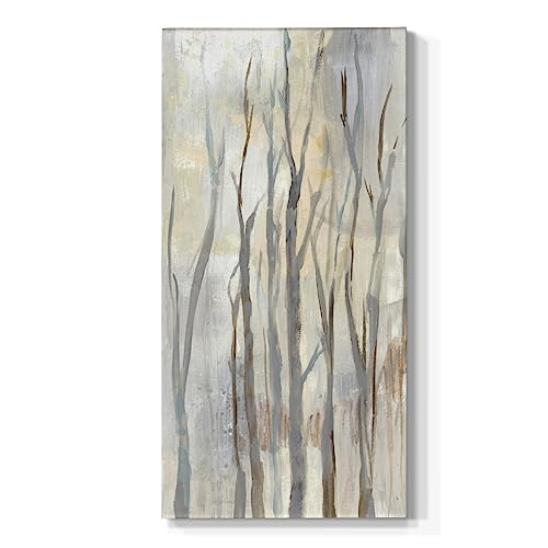 Renditions Gallery Canvas Nature Art Paintings for Living Room Wispy Tall Birch Trees in a Mist Abstract Hanging Artwork Prints for Kitchen Hotel Bedroom Walls - 16"X32" LT520