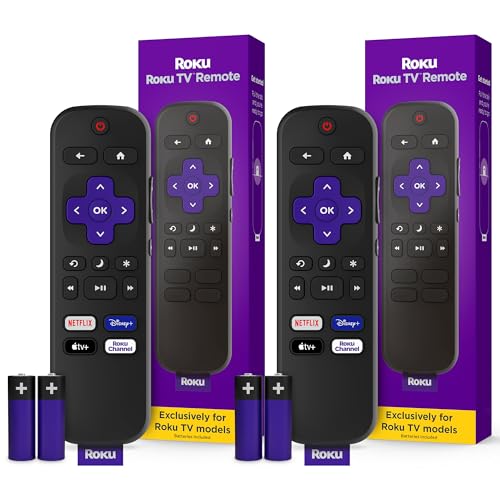Roku TV Remote Control (Official Manufacturer Product) - Simple Setup, & Pre-Set App Shortcuts - Replacement Remote Compatible with RokuTV Models ONLY (Not Roku Players)(Pack of 2)